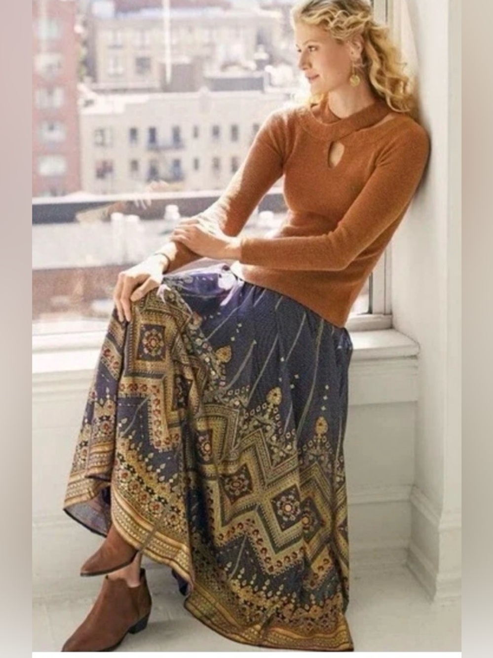 Soft Surroundings Kismet boho Flowy Skirt S